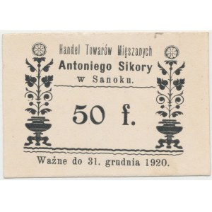 Sanok, Antoni Sikora, 50 fenigów (ważne do 31.12.1920)