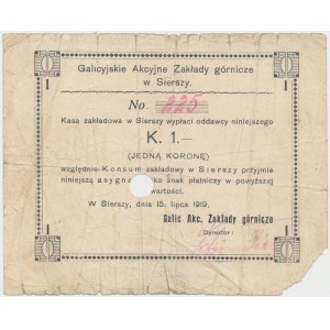 Siersza, Galicyjskie Zakłady Górnicze, 1 korona 1919