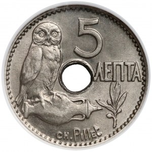 Grecja, 5 lepta, 1912 - NGC MS63