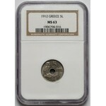 Grecja, 5 lepta, 1912 - NGC MS63