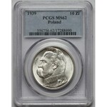 Piłsudski 10 złotych 1939 - PCGS MS62