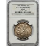 Strzelecki Piłsudski 10 złotych 1934 - NGC MS63