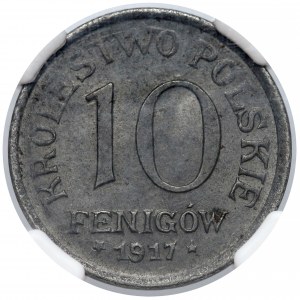 Królestwo Polskie, 10 fenigów 1917 - NGC MS61