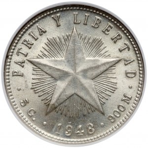 Kuba, 20 centavos 1948 - NGC AU58