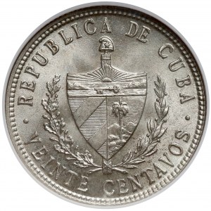 Kuba, 20 centavos 1948 - NGC AU58