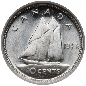 Kanada, 10 centów 1947 - NGC MS65