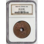 Kongo belgijskie, 10 centimes 1888 - NGC MS63 BN