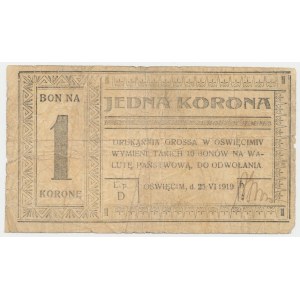 Oświęcim, Drukarnia Grossa, 1 korona 1919 - D