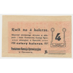 Opoczno, Powiatowa Komisja Aprowizacyjna, 4 halerze (1916) - blankiet