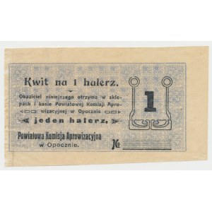 Opoczno, Powiatowa Komisja Aprowizacyjna, 1 halerz (1916) - blankiet