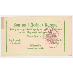 Nowy Sącz, 1 korona 1918 - czerwiec - stempel owalny 