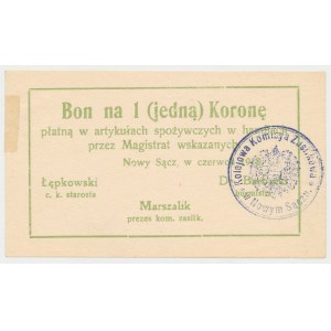 Nowy Sącz, 1 korona 1918 - czerwiec - stempel okrągły 