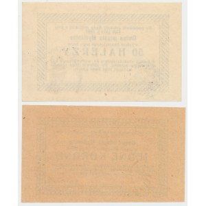Myślenice, 50 halerzy i 1 korona 1919 - zestaw (2szt)