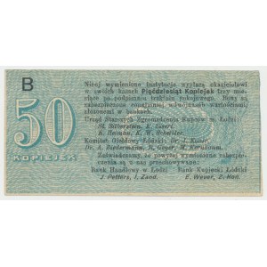 Łódź, Urząd Starszych Zg. Kupców, 50 kopiejek (1914) - wystawca stemplem - B