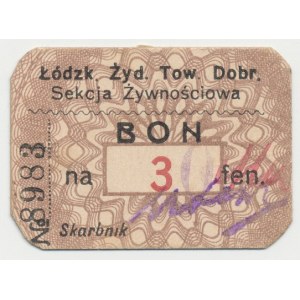 Łódź, Żyd. Tow. Dobr., 30 Mk. / 3 fen.