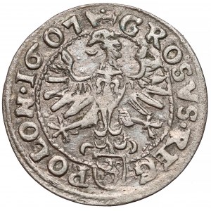 Zygmunt III Waza, Grosz Kraków 1607 - duże pop.