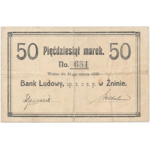 Żnin, Bank Ludowy, 50 marek (ważne do 31 marca 1920) 