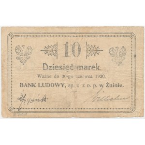 Żnin, Bank Ludowy, 10 marek (ważne do 30 czerwca 1920)