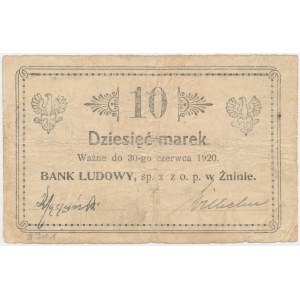 Żnin, Bank Ludowy, 10 marek (ważne do 30 czerwca 1920)