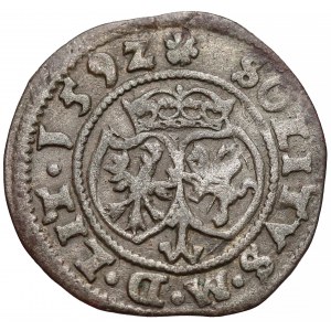 Zygmunt III Waza, Szeląg Wilno 1592 - SOLITVS - rzadki