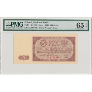 5 złotych 1948 - AŁ - PMG 65 EPQ