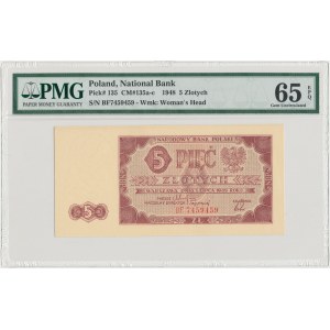5 złotych 1948 - BF - PMG 65 EPQ