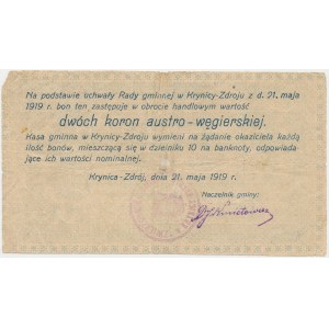 Krynica Zdrój, 2 korony 1919 ...węgierskiej - Ser. B