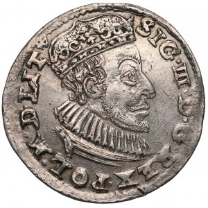 Zygmunt III Waza Trojak Olkusz 1590 - Lewart w ozdobnej