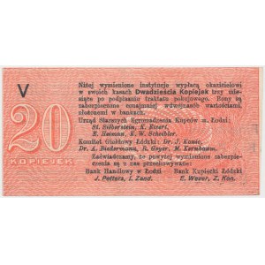 Łódź, Urząd Starszych Zg. Kupców, 20 kopiejek (1914) - wystawca drukiem - V
