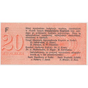 Łódź, Urząd Starszych Zg. Kupców, 20 kopiejek (1914) - wystawca drukiem - F