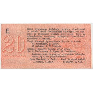 Łódź, Urząd Starszych Zg. Kupców, 20 kopiejek (1914) - wystawca drukiem - E