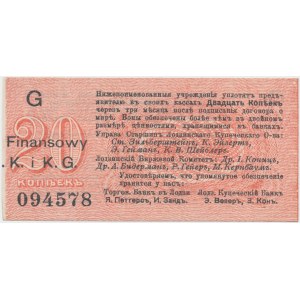 Łódź, Urząd Starszych Zg. Kupców, 20 kopiejek (1914) - wystawca drukiem - G