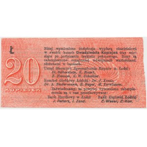 Łódź, Urząd Starszych Zg. Kupców, 20 kopiejek (1914) - wystawca drukiem - Ł