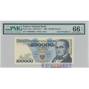 100.000 złotych 1990 - AS 0000003 - PMG 66 EPQ