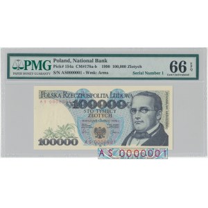 100.000 złotych 1990 - AS 0000001 - PMG 66 EPQ