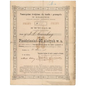 Towarzystwo Kredytowe dla Handlu i Przemysłu w Krakowie, Wyciąg na 50 złotych 1885