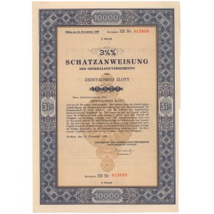 Okupacja, Bilet Skarbowy Em.10 litera EE 10.000 zł 1943