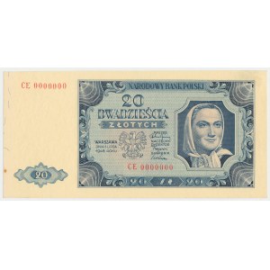 WZÓR 20 złotych 1948 - CE 000... - papier jasnożółty
