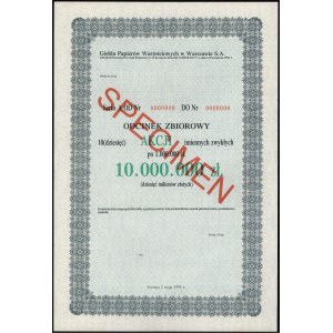 Giełda Papierów Wartościowych w Warszawie SPECIMEN akcji 10x 1 mln zł 1991