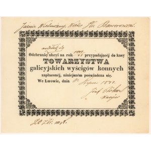 Towarzystwo Galicyjskich Wyścigów Konnych, Lwów, Akcja na rok 1847/48