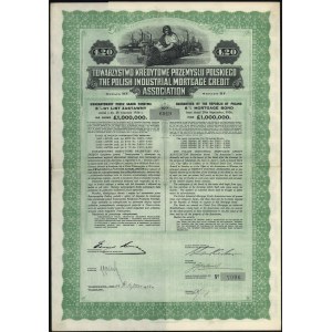 Tow. Kredytowe Przemysłu Polskiego, List zastawny 8% 20 funtów 1928
