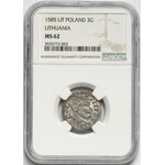 Stefan Batory, Trojak Wilno 1585 - herb Lis - NGC MS62