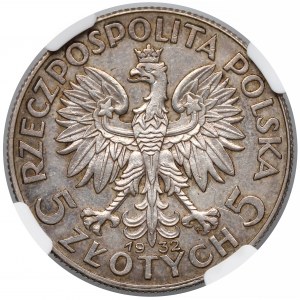 PRÓBA 5 złotych 1932 Głowa Kobiety, Warszawa - wklęsły napis