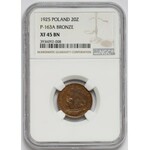 Próba BRĄZ 20 złotych 1925 Chrobry - b. rzadka - NGC XF45 BN