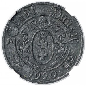 Gdańsk, 10 fenigów 1920 - 55 perełek - rzadkie - NGC MS62