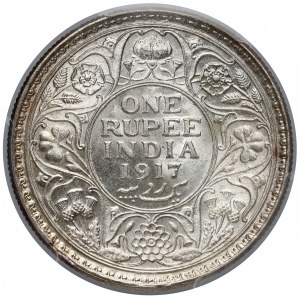 Indie brytyjskie, Rupia 1917 - PCGS MS63