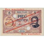 WZÓR 5 złotych 1919 - S.10 A - niski nadruk i perforacja - PMG 53