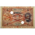 WZÓR 5 złotych 1919 - S.10 A - niski nadruk i perforacja - PMG 53