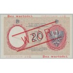 WZÓR 20 złotych 1919 - A.12 - wysoki nadruk, bez perforacji - PMG 64