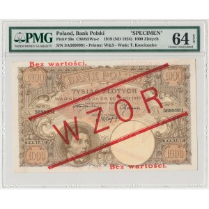 WZÓR 1.000 złotych 1919 - wysoki nadruk - PMG 64 EPQ